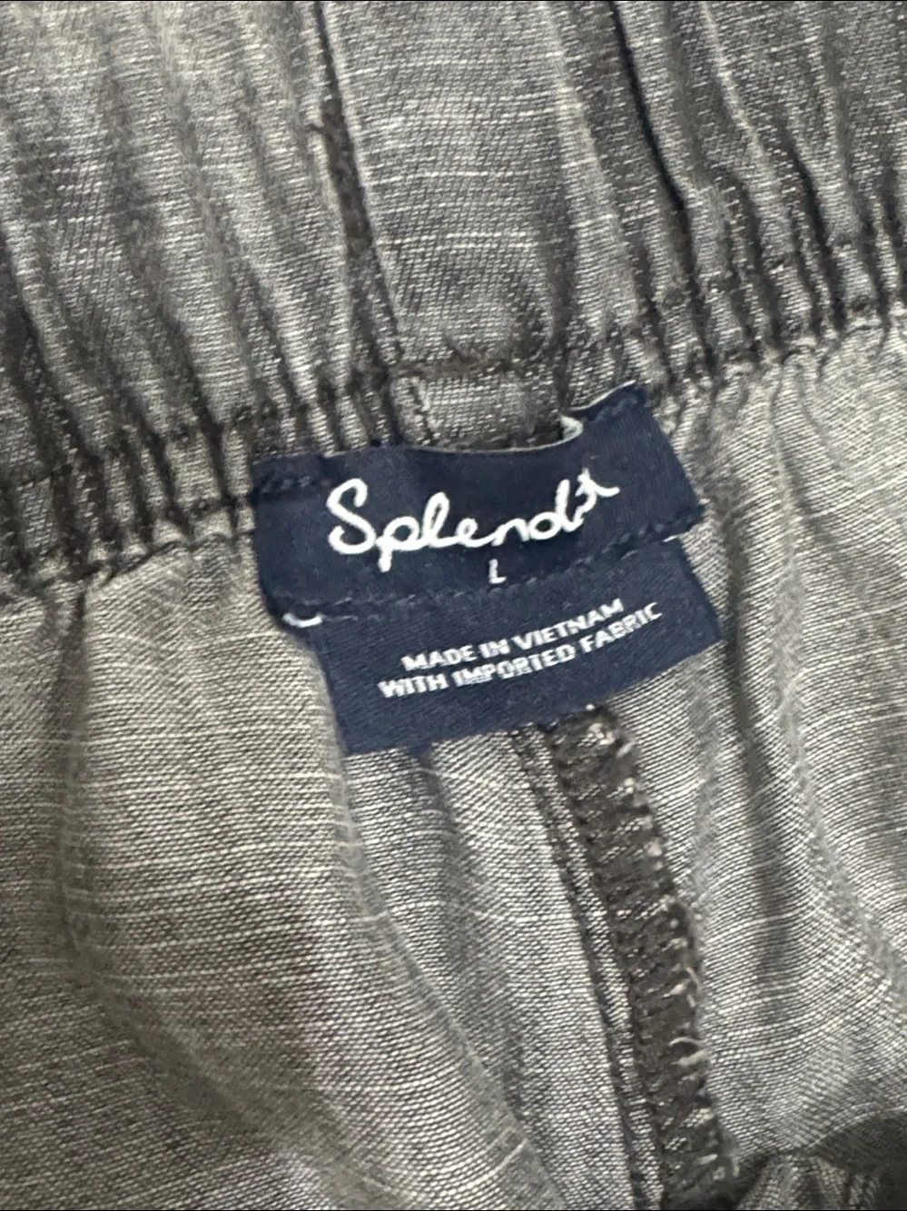 Splendid Drawstring Wide-Leg light charcoal grey cropped pants size L - Picture 5 of 7